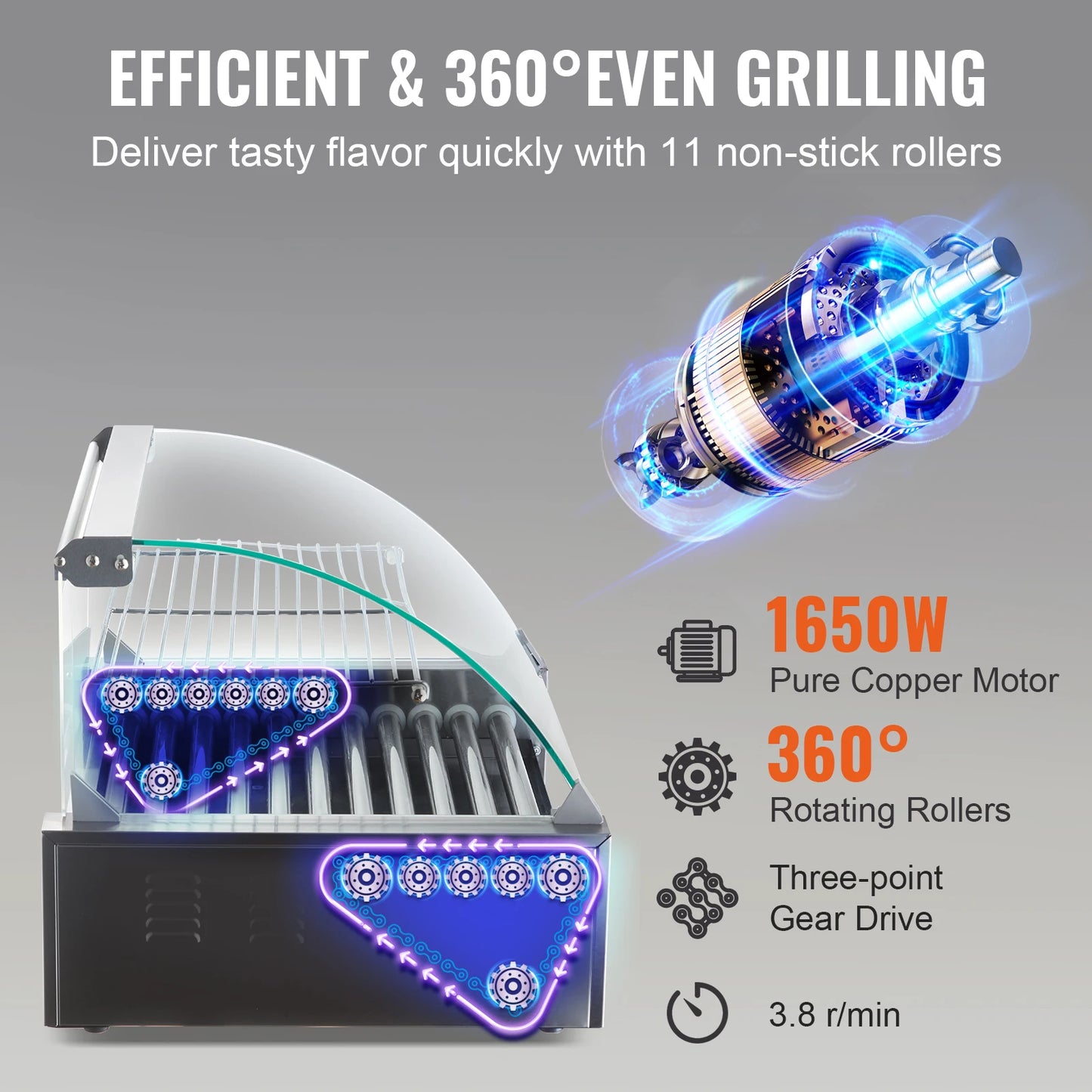 Vevor 5 7 11 Rods Commercial Hot Dog Roller Electric Sausage Maker Barbecue Grill Machine for Camping Party Home Appliance 110V - Joanie B 25