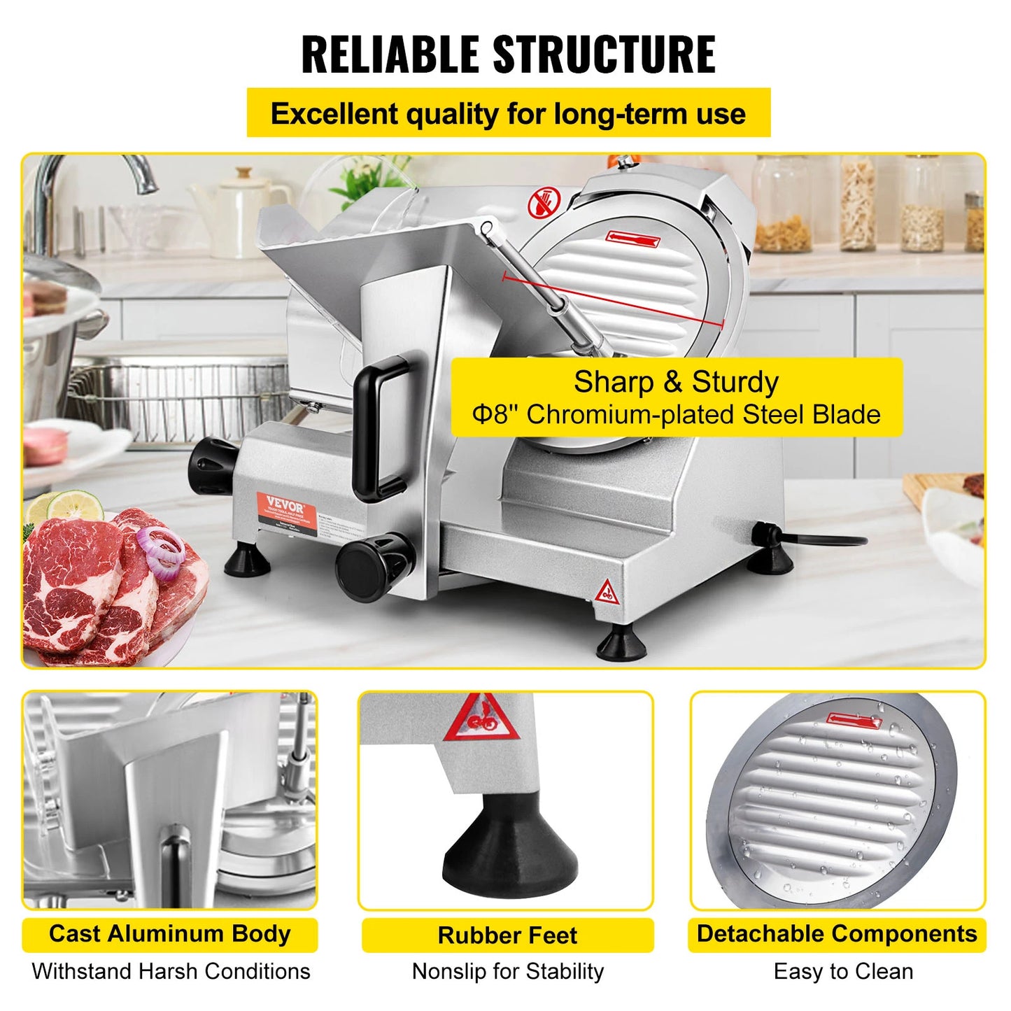 VEVOR Electric Meat Slicer 200W 240W 320W 340W Adjustable Thickness Deli Food Slicer for Home and Commercial Use - Joanie B 25