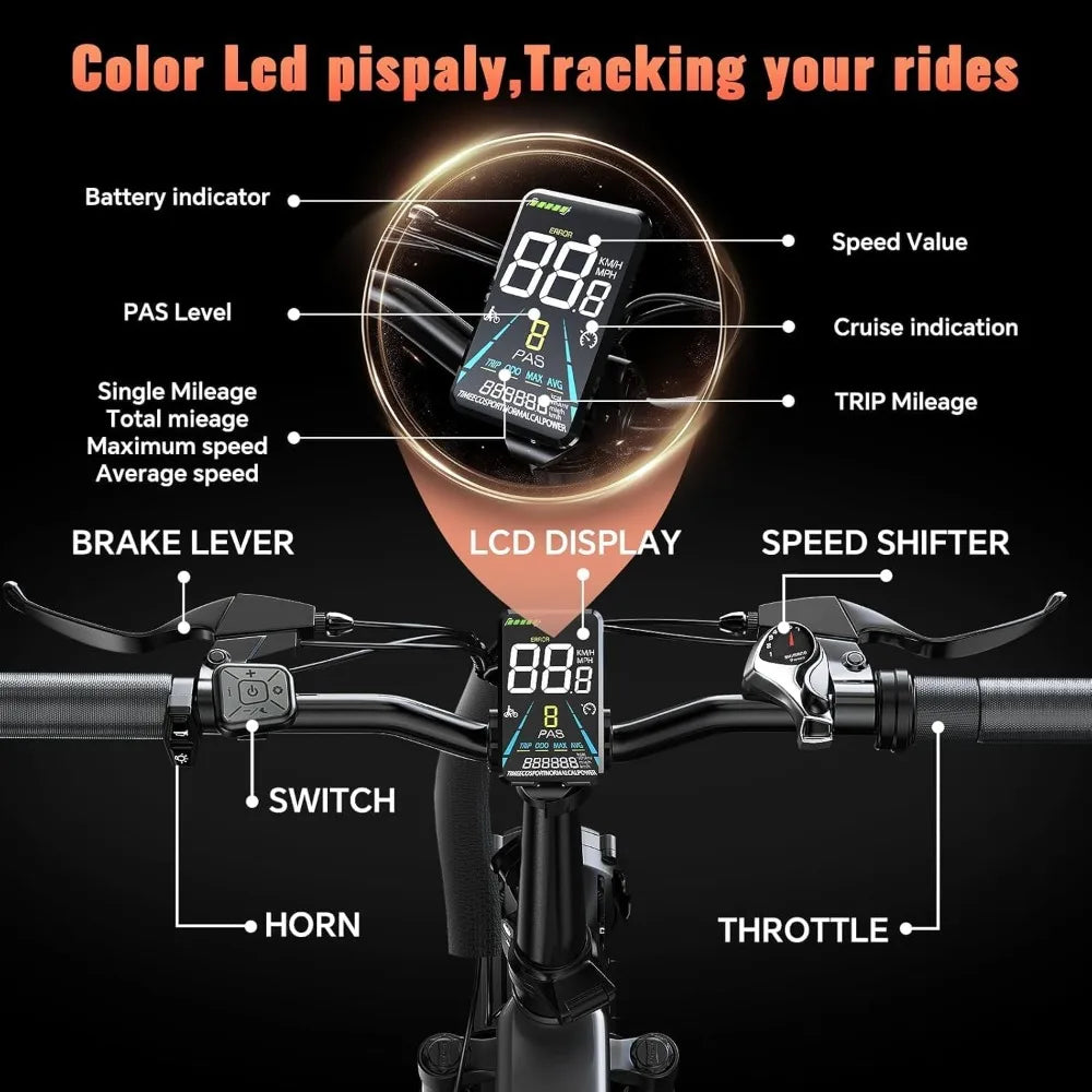 Folding Electric Bike for Adults with Peak 1500W Motor 52V 20Ah Removable Battery Max 70 Miles and 30 MPH 20 Inch Fat Tire Ebike - Joanie B 25