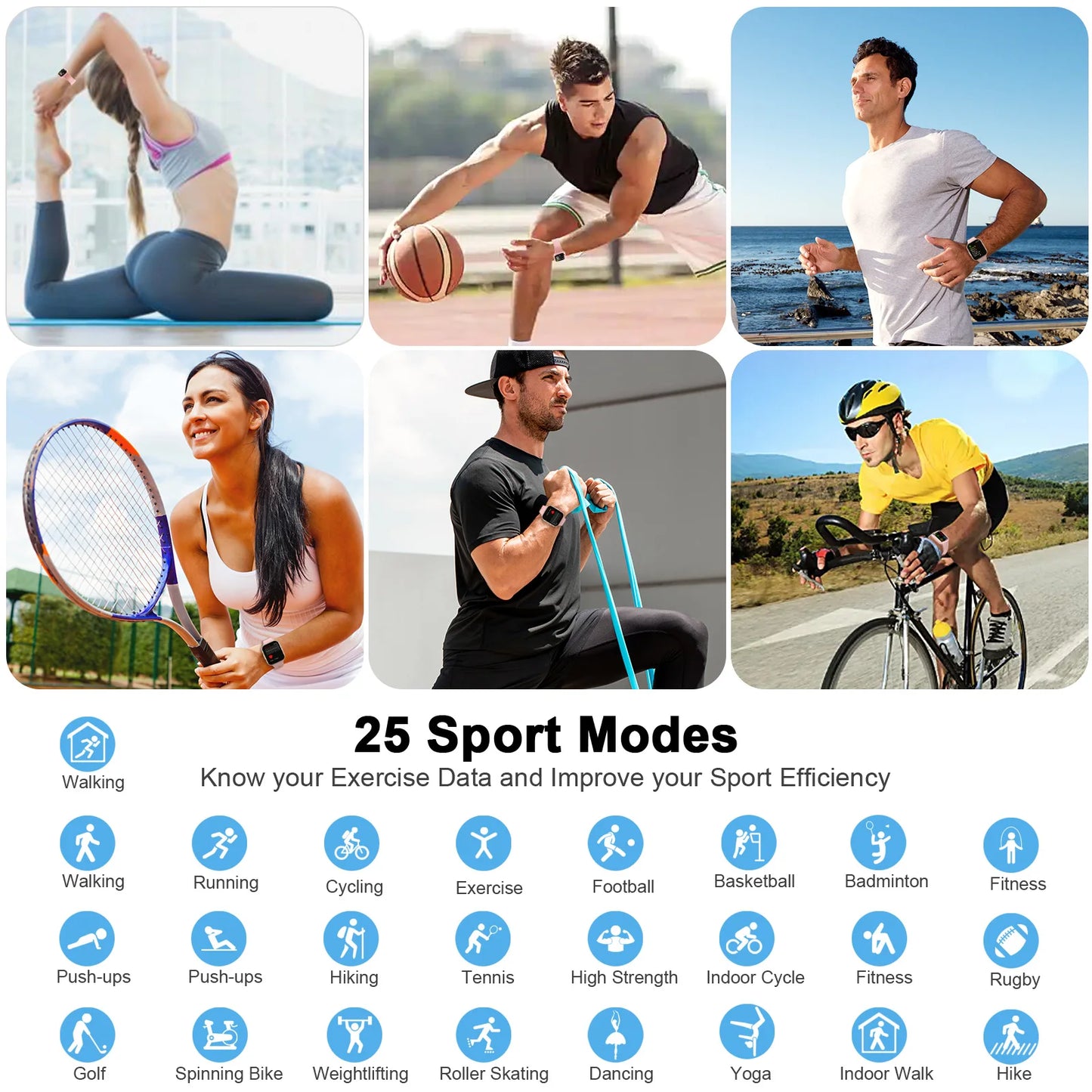 Smart Watch Fitness Tracker for Men and Women 1.69 Inch Touchscreen Pedometer Sleep Monitor Waterproof - Joanie B 25