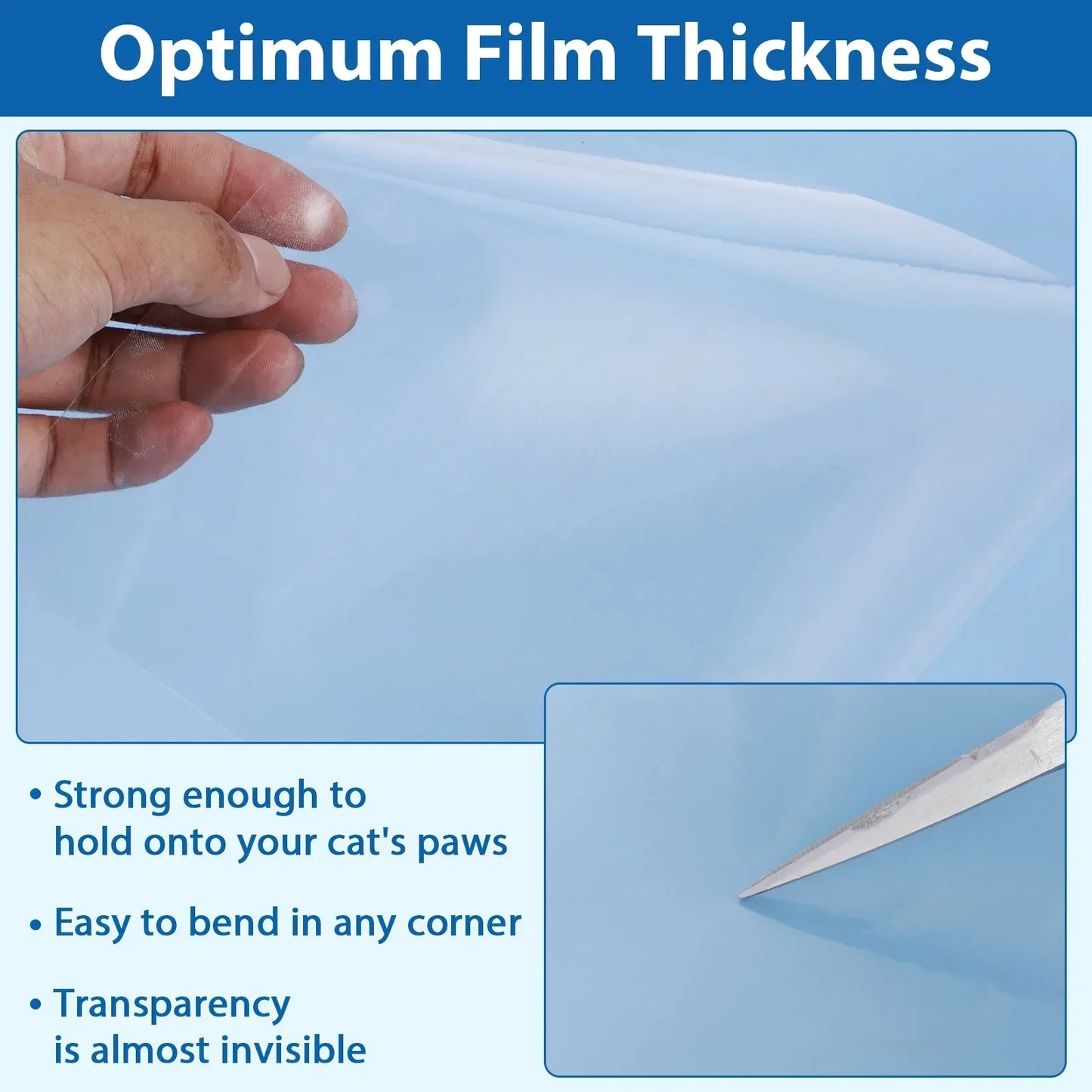 45x500cm Transparent PVC Cat Anti Scratch Tape Self-Adhesive Furniture Protector with 60 Nails and Accessories - Joanie B 25