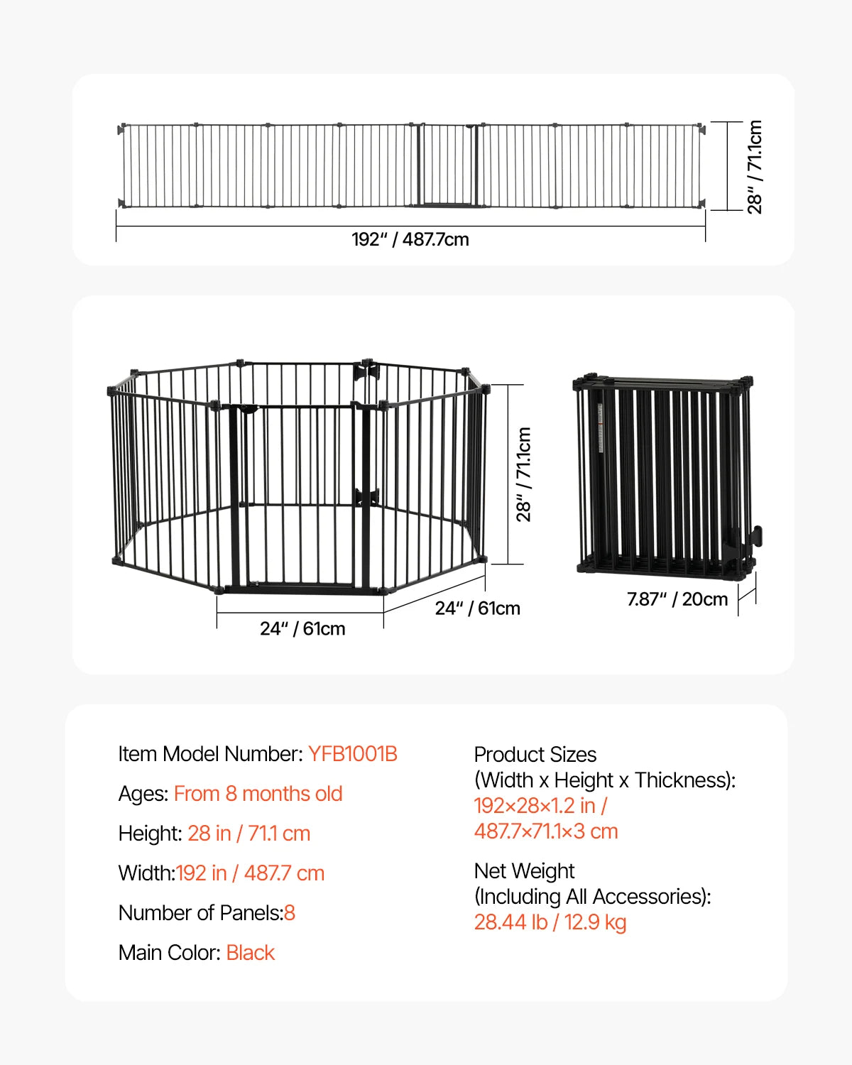 SucceBuy Baby Gate 28 30 36 Inch Walk Through Pressure Mount