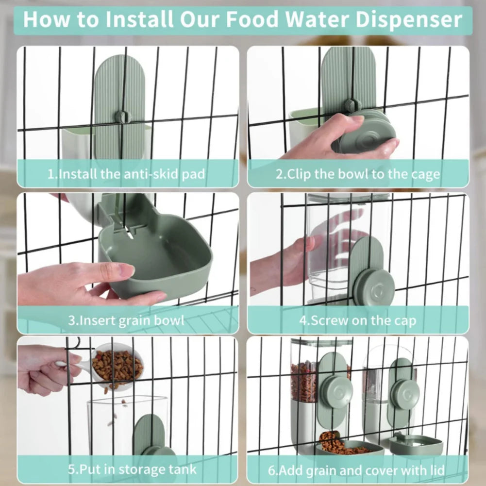 27oz Automatic Pet Bowl Cage Hanging Feeder and Water Dispenser for Puppy Cat Rabbit Small Pets - Joanie B 25