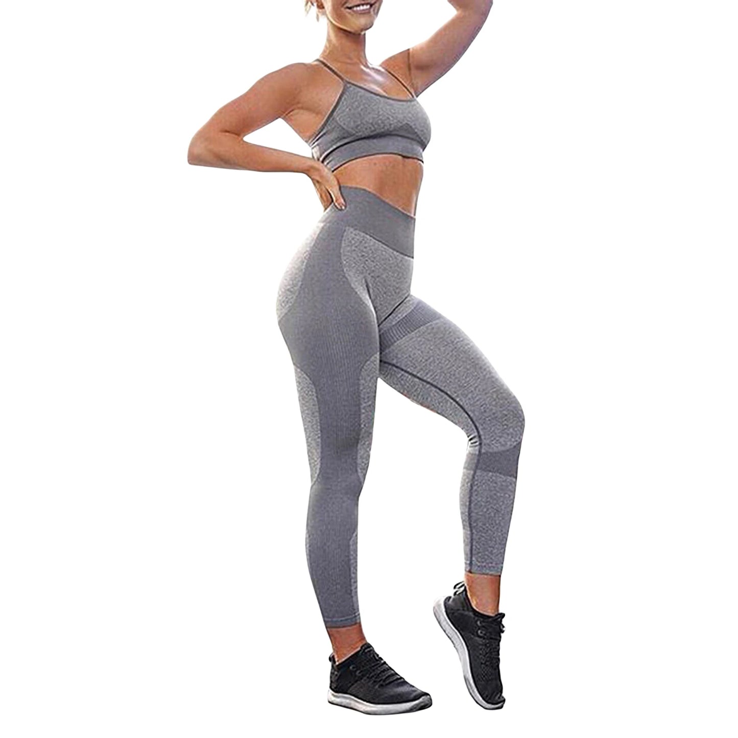 Women’s Yoga Outfit Sleeveless Crop Top with High Waist Leggings 2-Piece Workout Set in Vibrant Colors for Active Wear - Joanie B 25