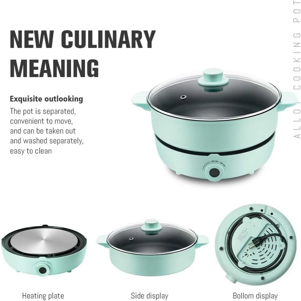Hot Pot Electric Induction Cooker Non Stick Electric Skillet Shabu Shabu Pot 5.3 QT with Toughened Glass Lid - Joanie B 25