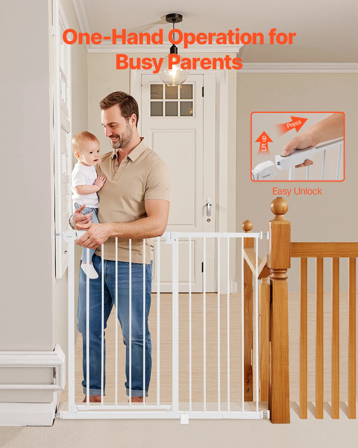 SucceBuy Baby Gate 28 30 36 Inch Walk Through Pressure Mount