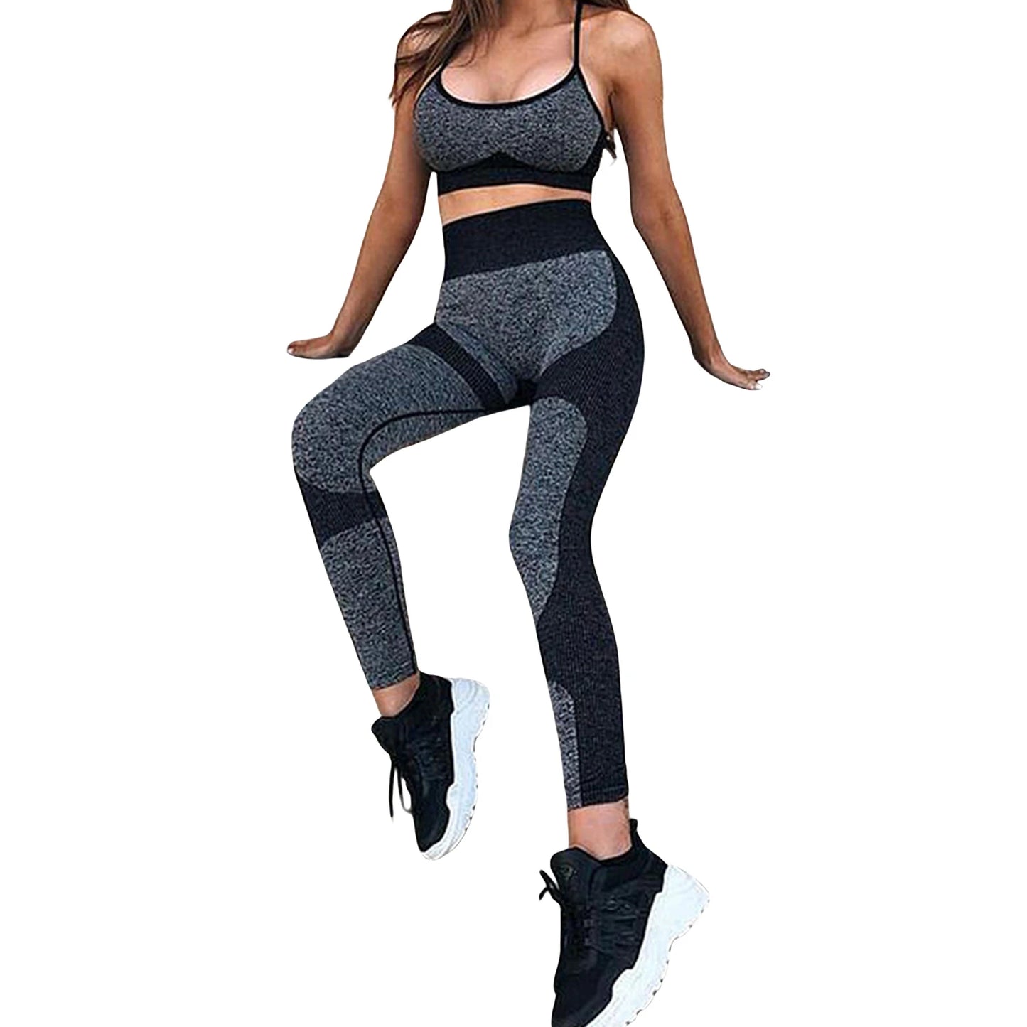 Women’s Yoga Outfit Sleeveless Crop Top with High Waist Leggings 2-Piece Workout Set in Vibrant Colors for Active Wear - Joanie B 25