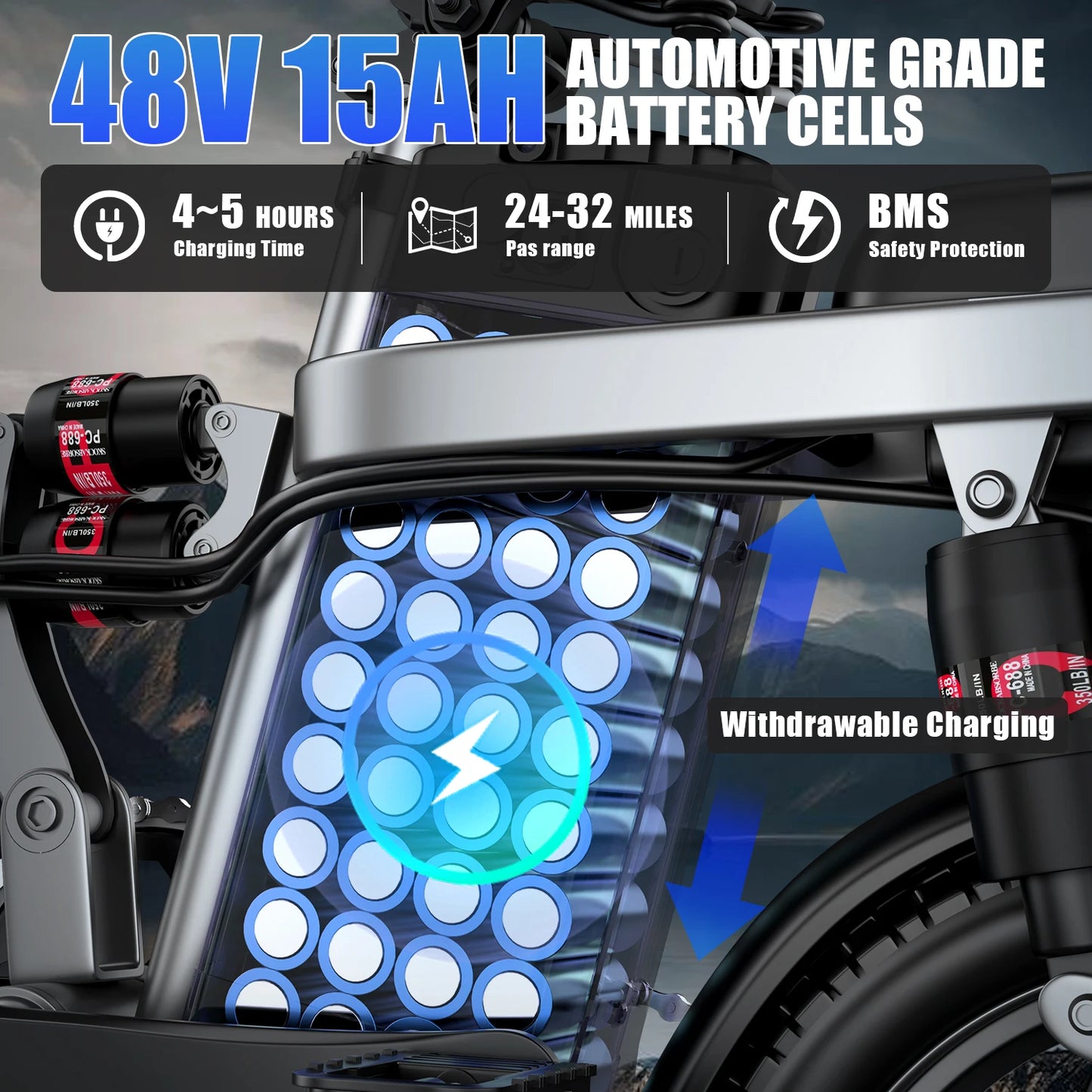 Electric Bike for Adults with 48V 15AH Removable Battery and 500W Brushless Motor for Commuting and Off-Road Travel - Joanie B 25