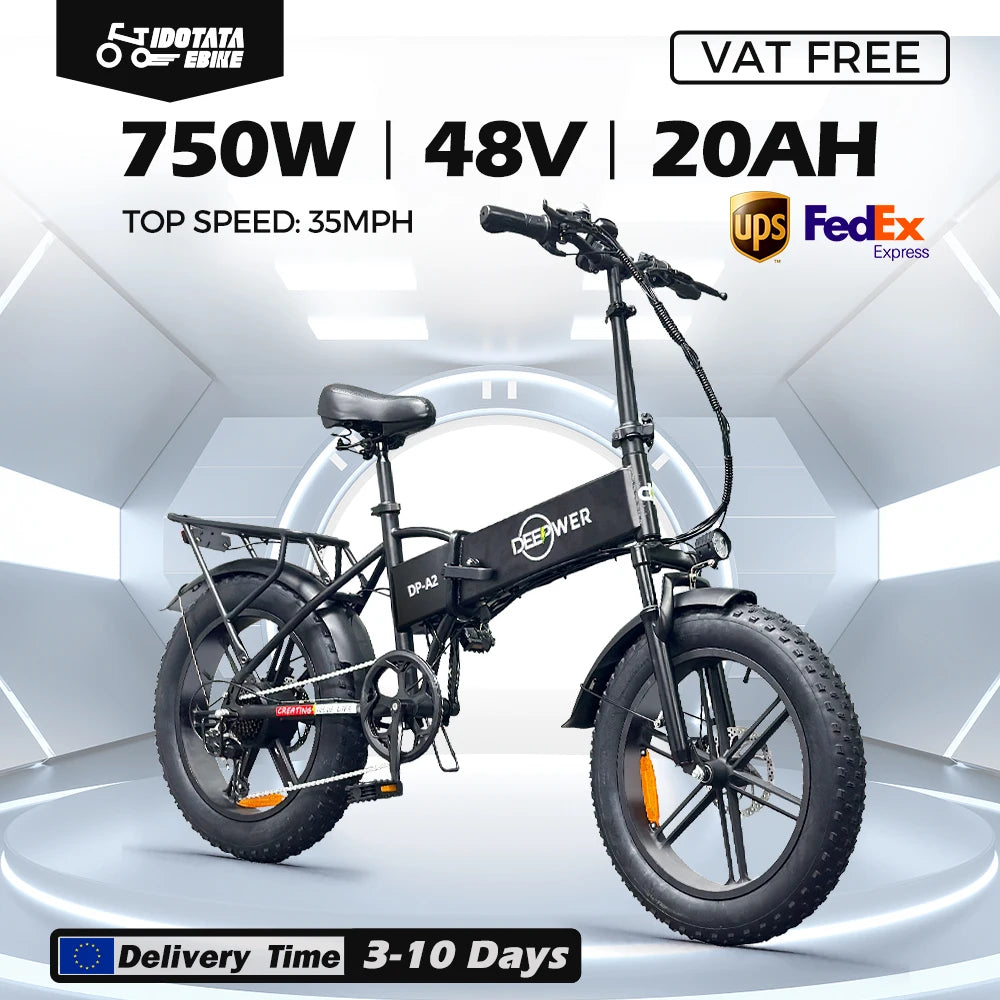 IDOTATA Ebike A2 Electric Bike 750W Motor 48V 20AH Lithium Battery Folding 20 Inch Fire Tire Adult MTB E Bike - Joanie B 25