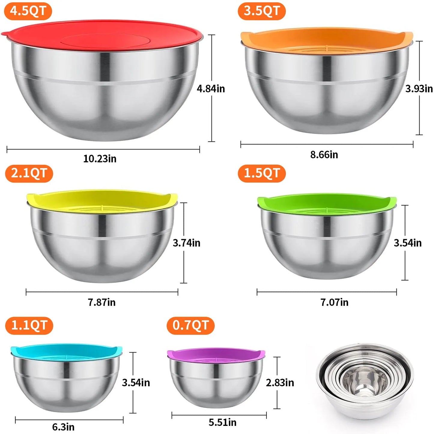 29-Piece Stainless Steel Mixing Bowl Set Non-Slip Kitchen Essentials - Joanie B 25
