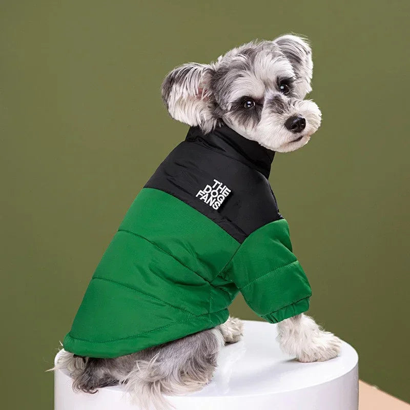 Fashion Dog Coat Clothes, Trendy Embroidered Dog Autumn and Winter Cotton Clothing, Pet Clothing, Thickened Warm Down Clothing