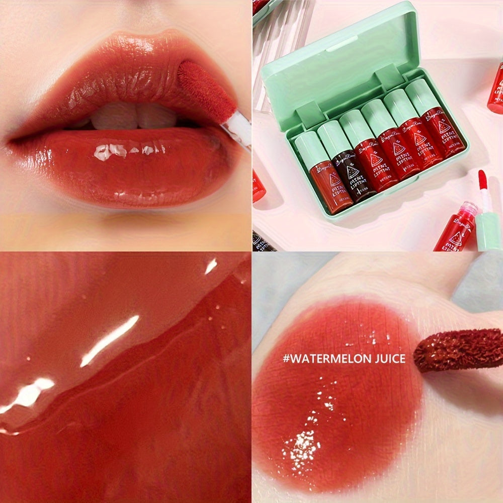 24 Colors Lip Tint Stain Set, Water Tint Lip Stain Korean Lip Gloss Long Lasting, Plumping Mini Liquid Lipstick Moisturizing Lip Tint, Multi-Use Lip & Cheek Tint, Non-sticky, Lightweight, Vivid Color
