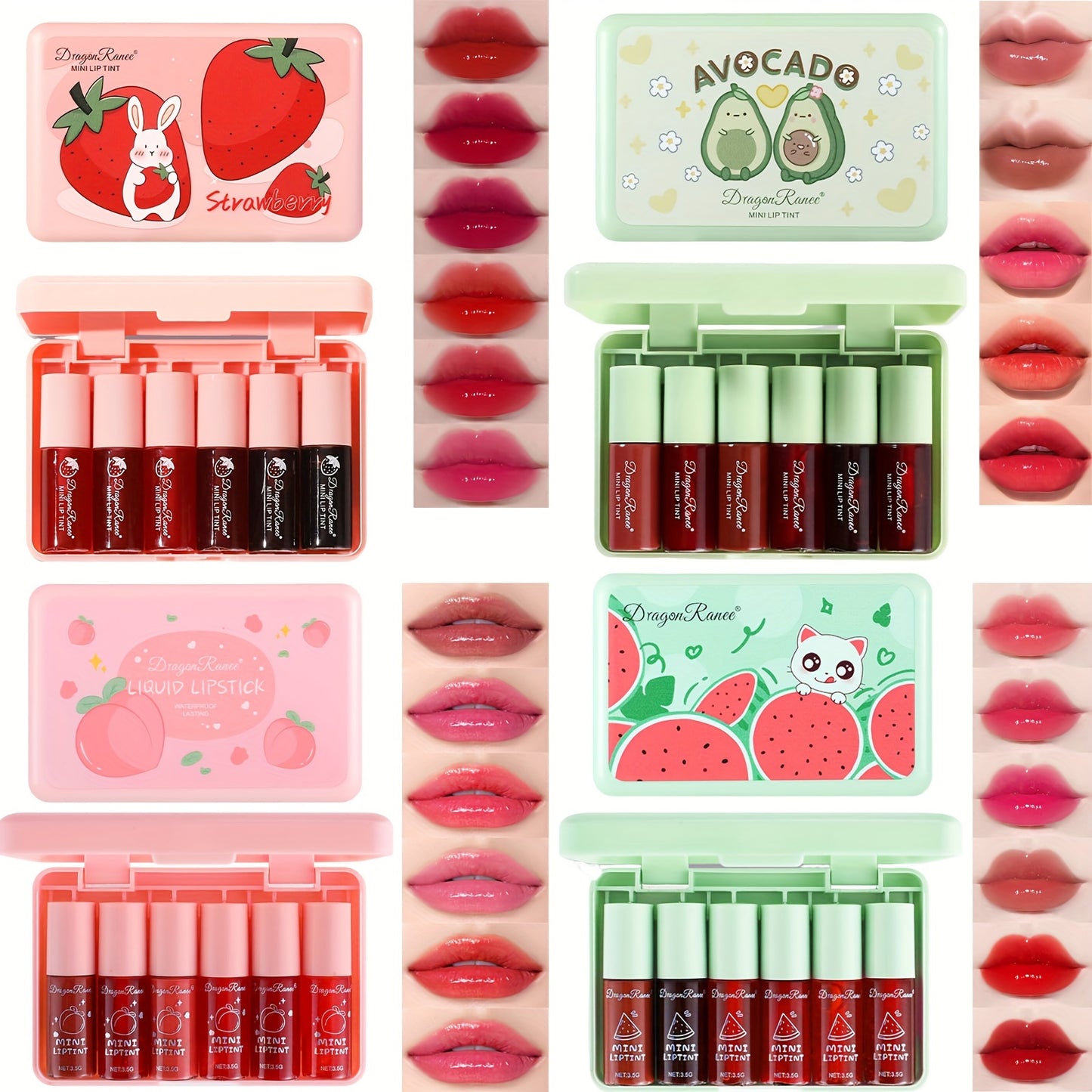 24 Colors Lip Tint Stain Set, Water Tint Lip Stain Korean Lip Gloss Long Lasting, Plumping Mini Liquid Lipstick Moisturizing Lip Tint, Multi-Use Lip & Cheek Tint, Non-sticky, Lightweight, Vivid Color