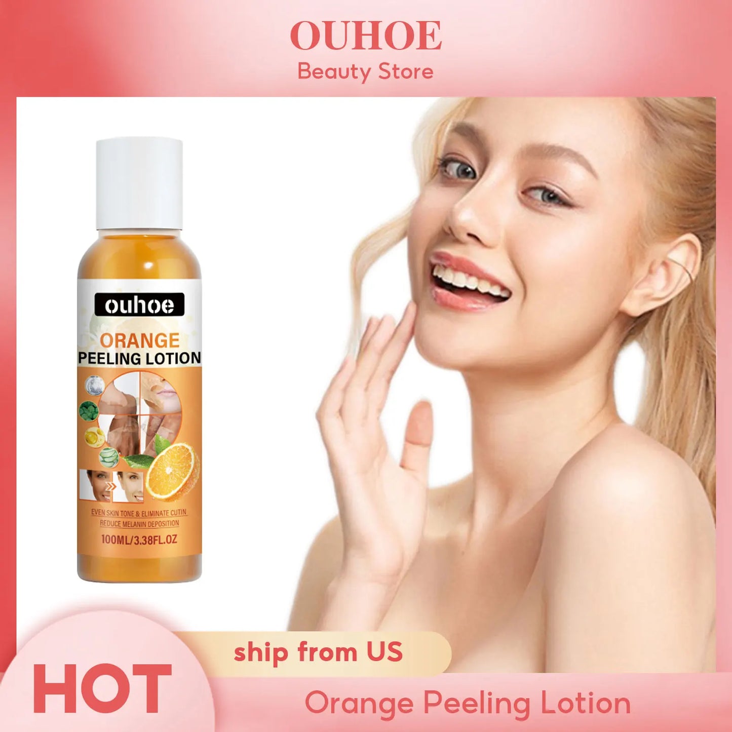 Orange Peeling Lotion For Body Dark Spots Brightening Skin