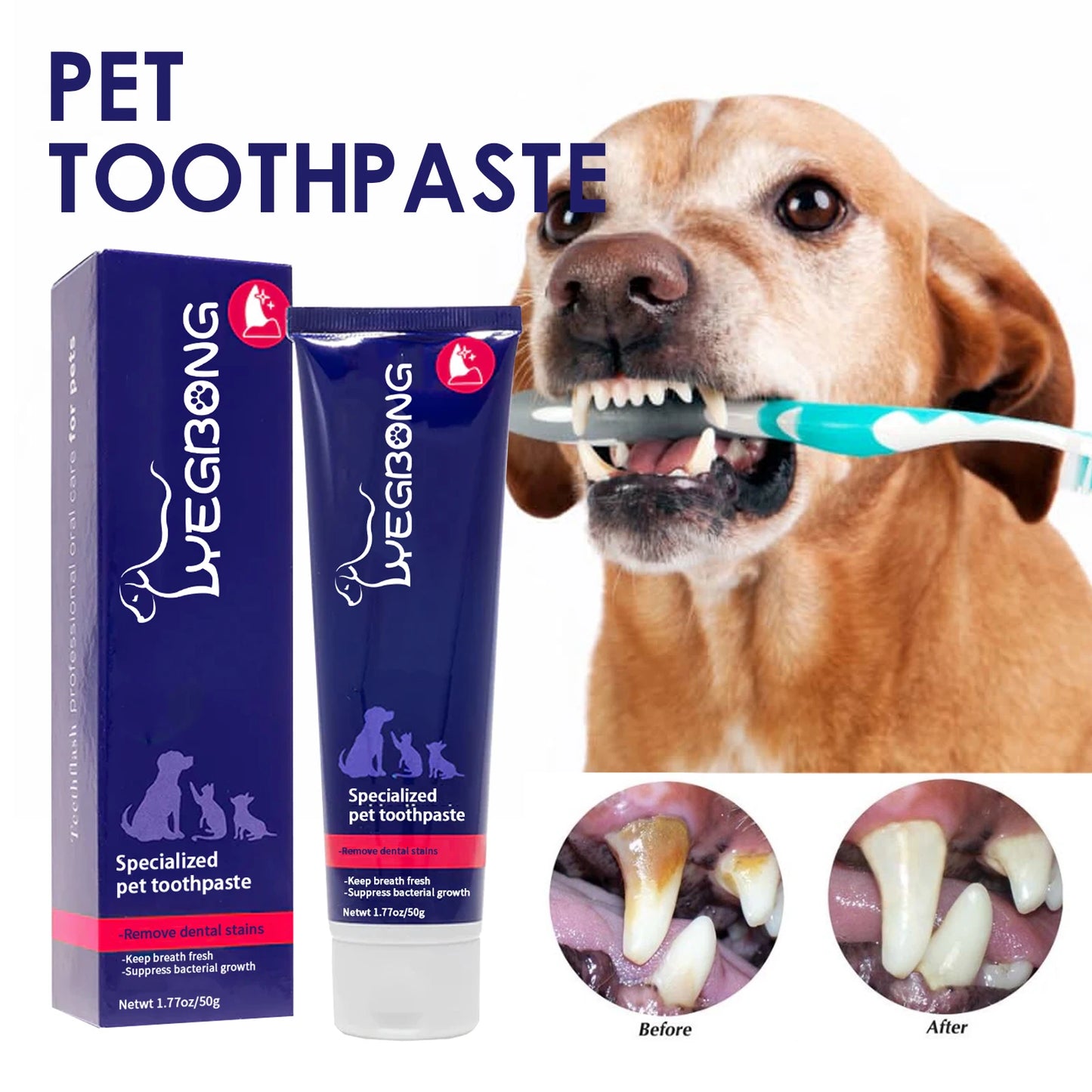 Pet Oral Cleaning Cream Whiten Teeth with Peppermint Extract for Freshness Dogs Oral Healthy Care Stain and Odor Removers Pet Supplies - Joanie B 25