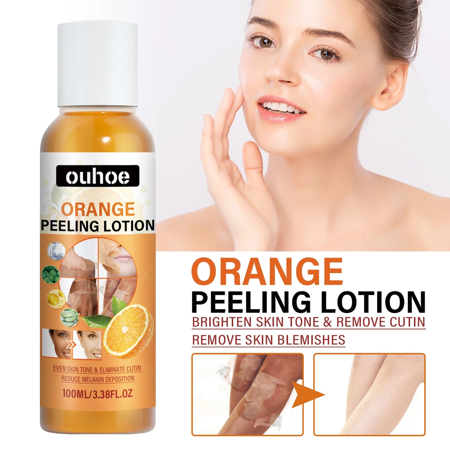 Orange Peeling Lotion For Body Dark Spots Brightening Skin