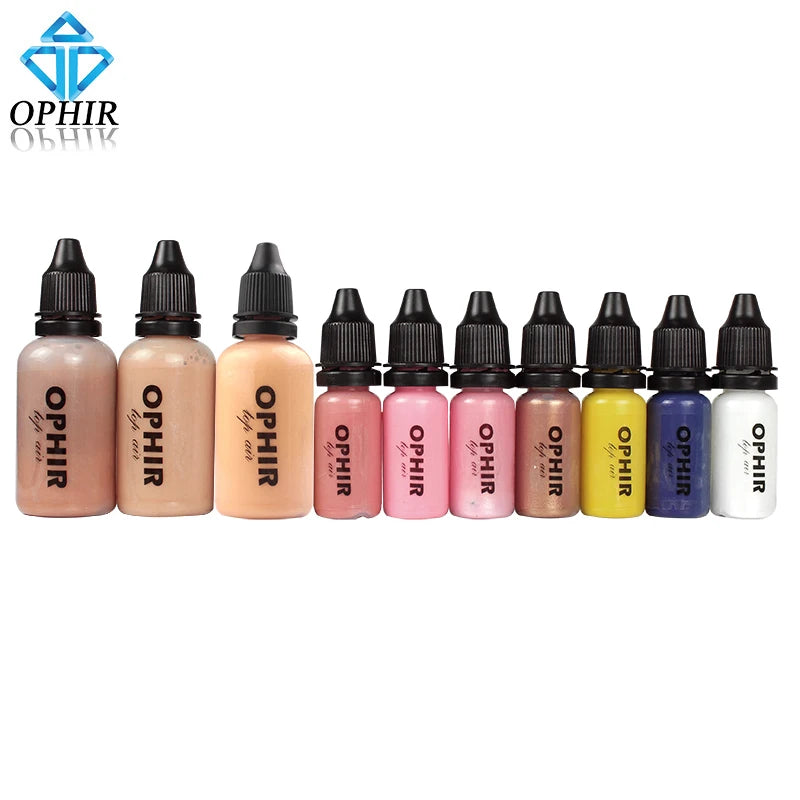 Ophir Airbrush Makeup Inks Set 10 Bottles 3 Foundations