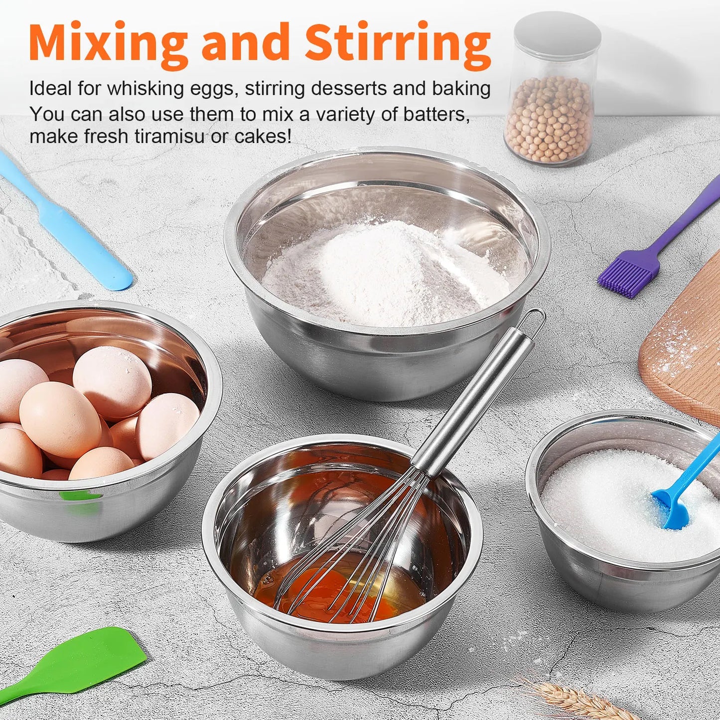 29-Piece Stainless Steel Mixing Bowl Set Non-Slip Kitchen Essentials