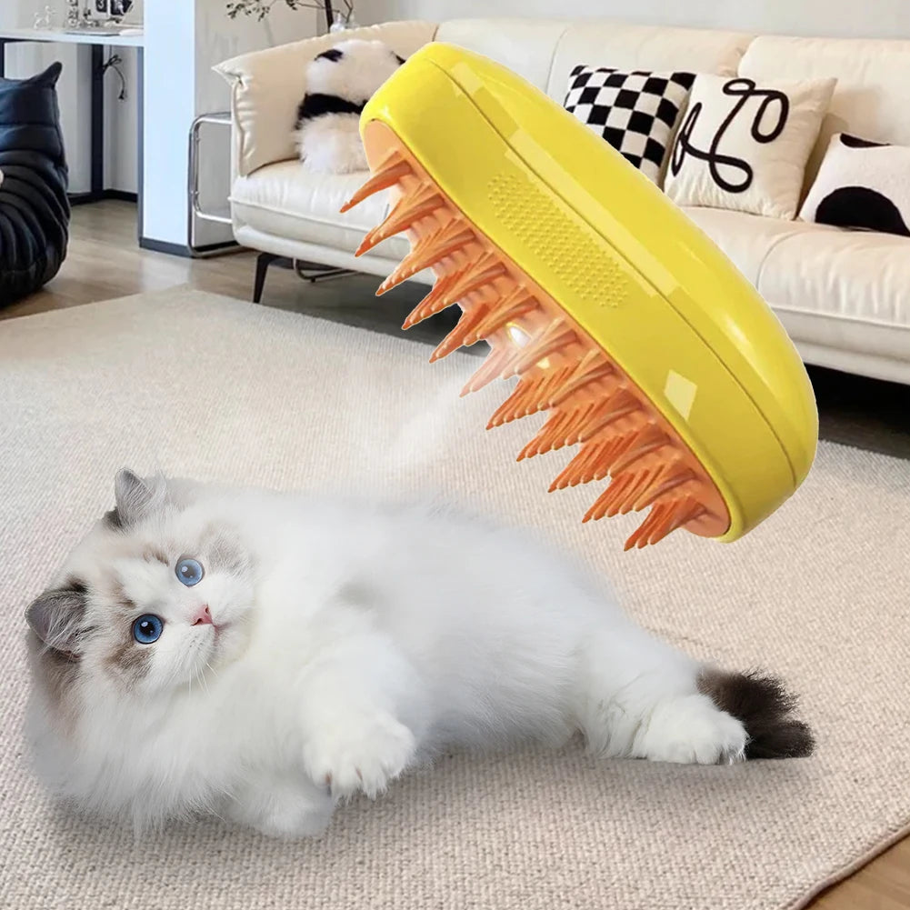 Electric Pet Grooming Brush with Spray and USB Charging for Cats and Dogs Soft Silicone Hair Removal Comb 3 in 1 Bath and Shedding Tool - Joanie B 25