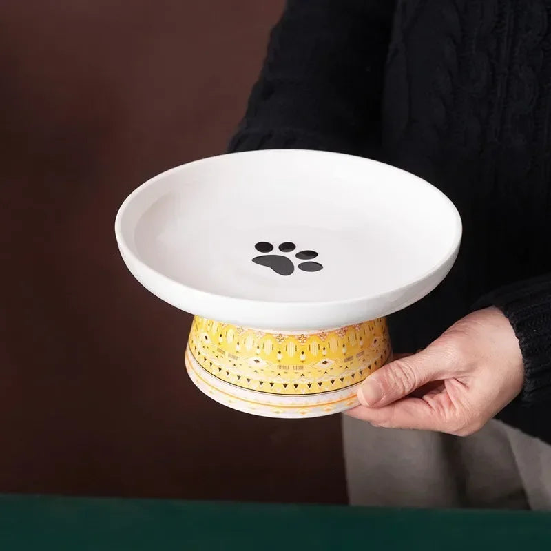 Small Dogs Raised Drinking Supplies Bohemian Food Water Bowl Cat Feeders Pet Ceramic Eating - Joanie B 25