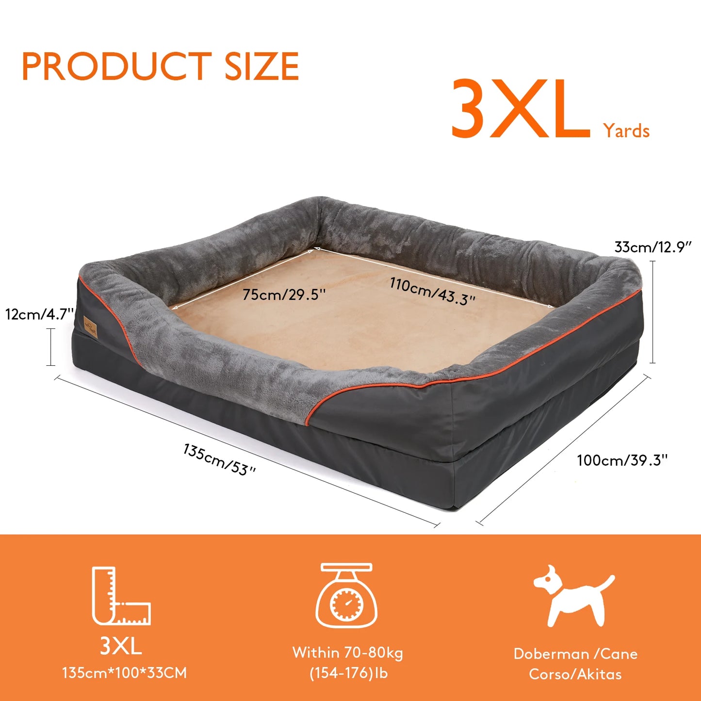Large Dog Bed Soft Comfortable Anti Allergy Warm Fleece Removable Washable Cover Waterproof Pet Bed - Joanie B 25