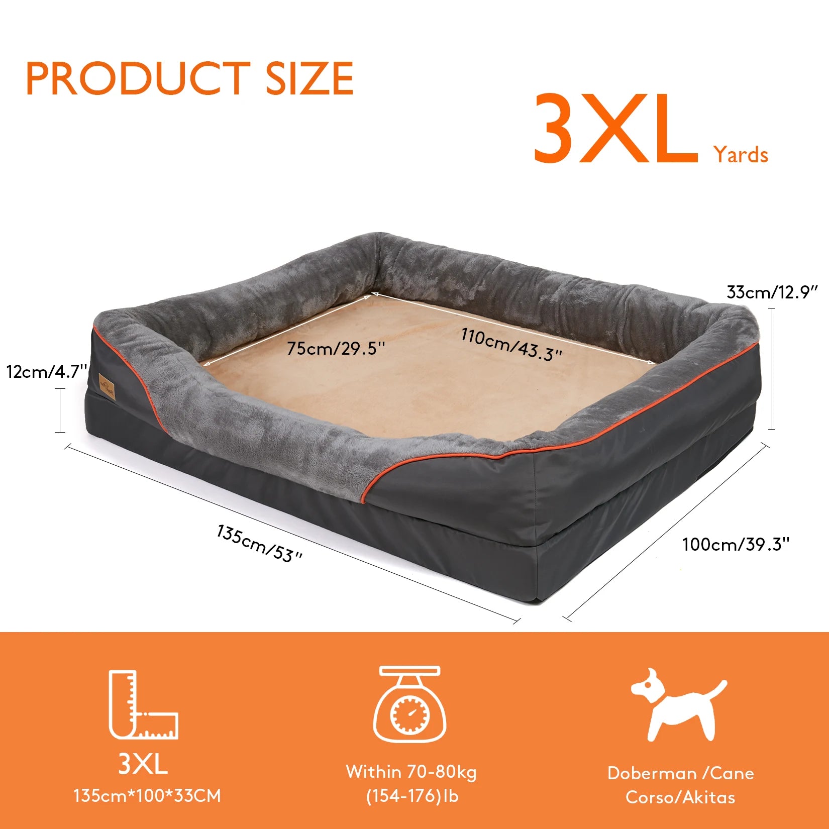Large Dog Bed Soft Comfortable Anti Allergy Warm Fleece Removable Washable Cover Waterproof Pet Bed - Joanie B 25