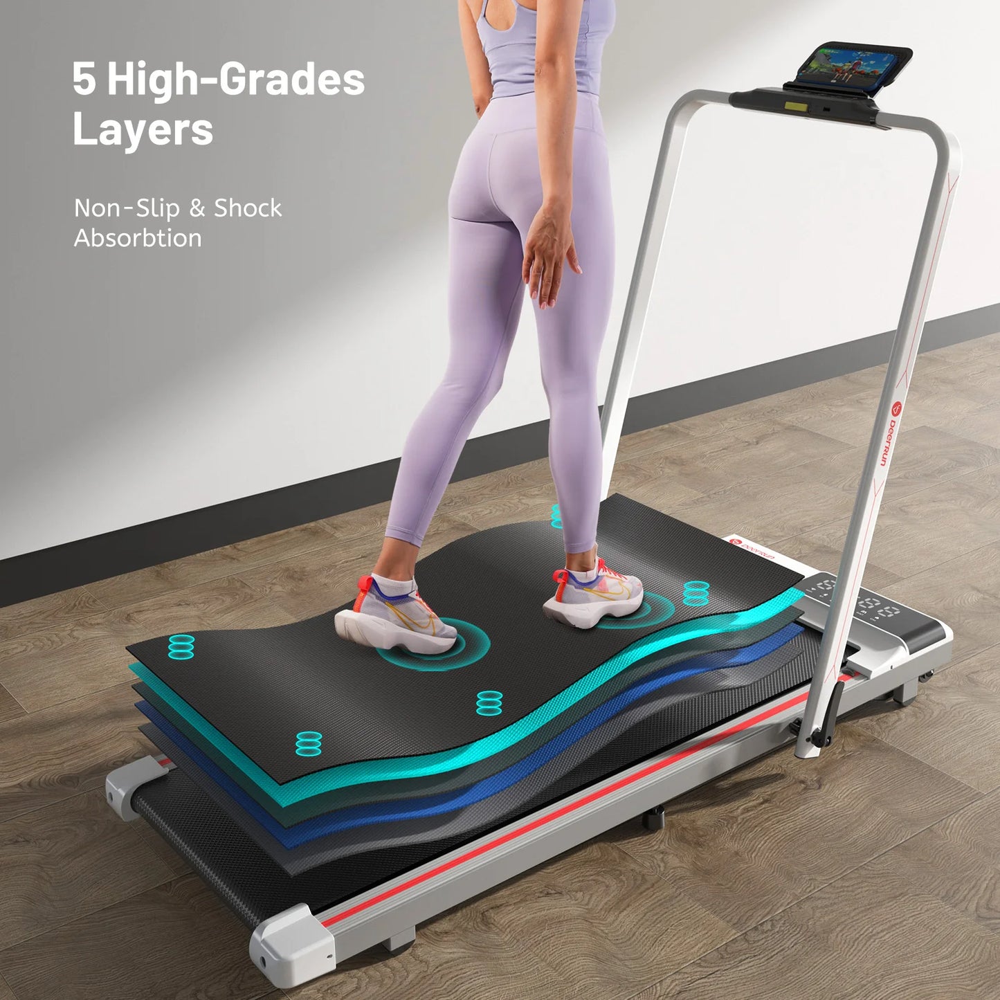 Home Foldable Treadmill Walking Pad Remote Control Handrail