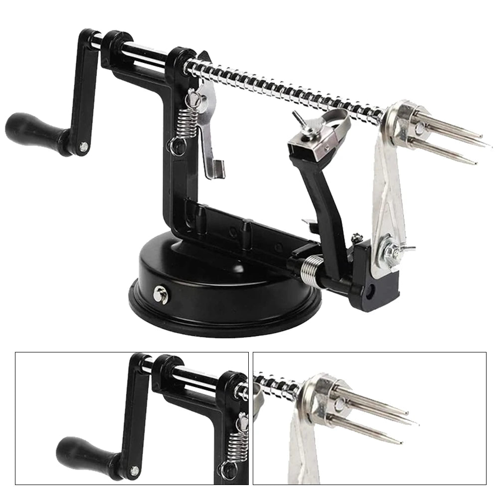 3 In 1 Apple And Potato Peeler Slicer Stainless Steel With Suction Base