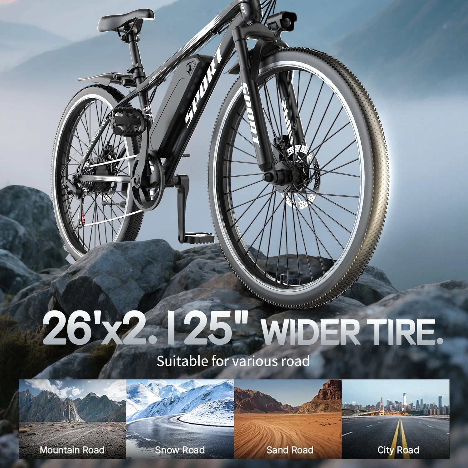 26 Inch Electric Bike for Adults 700W Peak Motor 25MPH 35 Miles Electric Mountain Bike with Removable 360Wh Battery 7 Speed and LCD Display - Joanie B 25