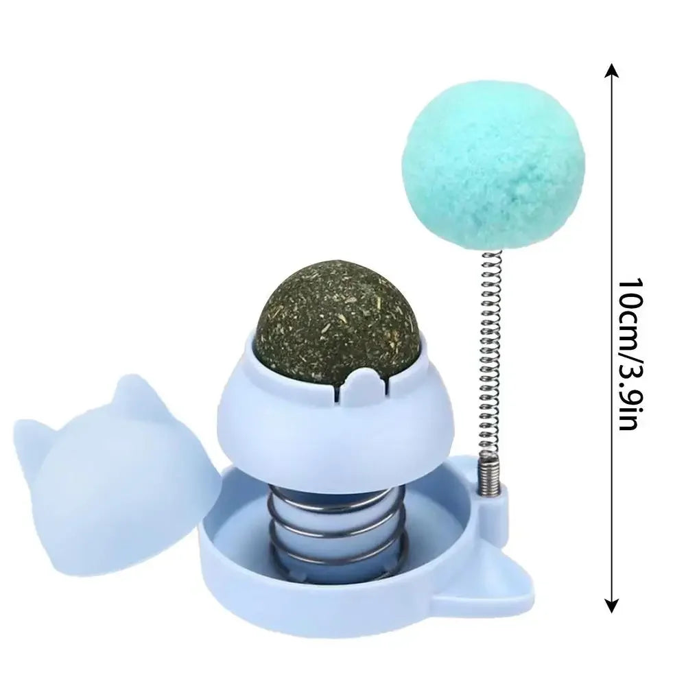 Rotatable Catnip Ball Toy with Spring Ball Edible Healthy Lickable Catnip Stickers and Bubbles for Cats - Joanie B 25
