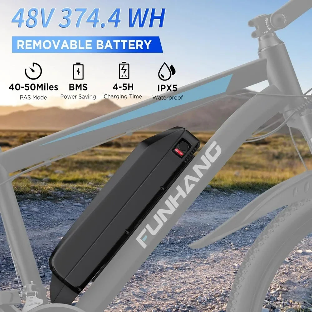 26 Inch 1000W Peak Electric Bike for Adults Up to 50 Miles 21.7MPH Mountain Bike with Removable 48V 374.4Wh Battery - Joanie B 25