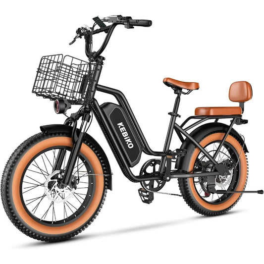 Two Seater Electric Bike with 48V 20AH Removable Battery and 20x4.0 Fat Tires for Adults Max Range 80 Miles and Speed Up to 30 MPH - Joanie B 25