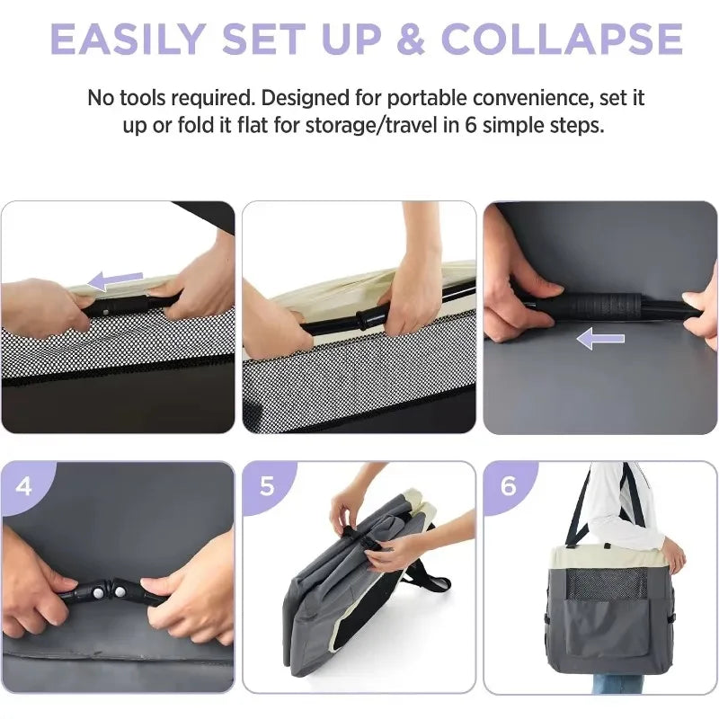 Collapsible Travel Dog Crate for Small Dogs Portable Soft Dog Crate for Outdoor and Indoor Folding Fabric Dog Kennel - Joanie B 25