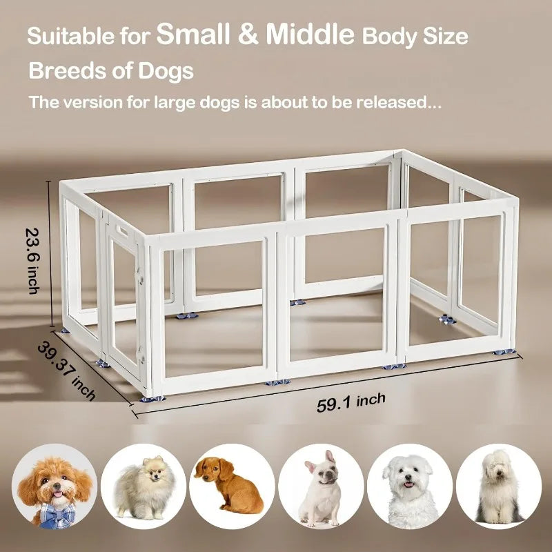 Transparent Dog Playpen Indoor Easy Assemble Disassemble Clear Pet Playpen Sturdy Plastic Dog - Joanie B 25
