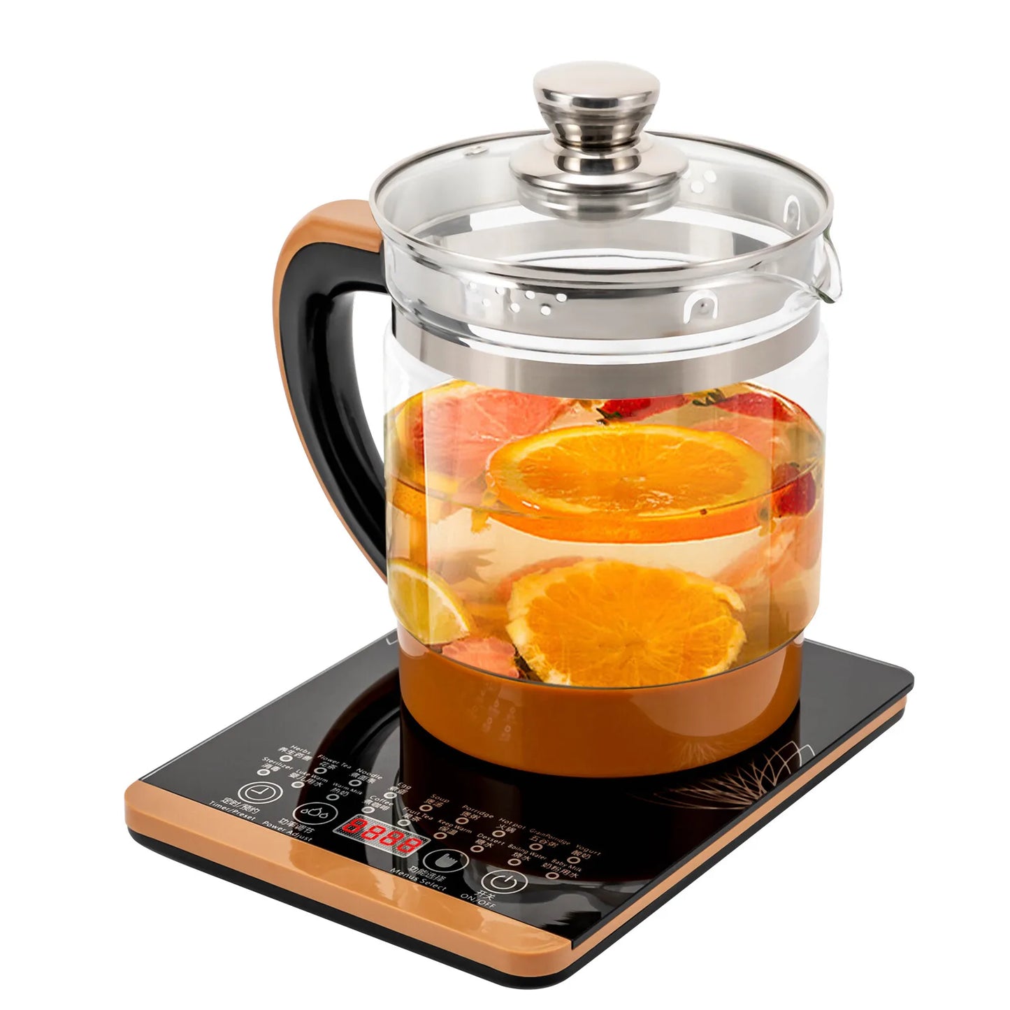 1.8L Electric Glass Kettle With Removable Infuser 18 Modes Keep Warm 800W