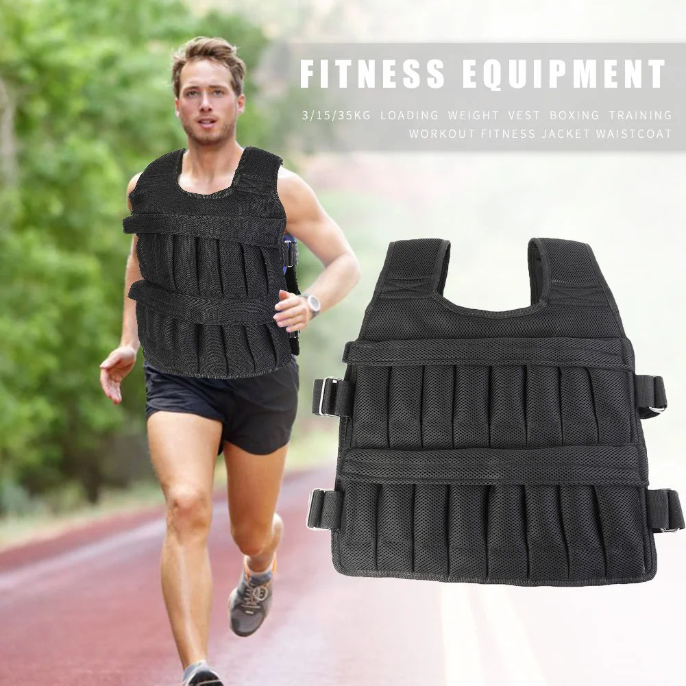 3/15/20/35/50kg Loading Weight Vest Jacket Sand Clothing for Running Training Fitness Equipment Adjustable Waistcoat Jackets - Joanie B 25