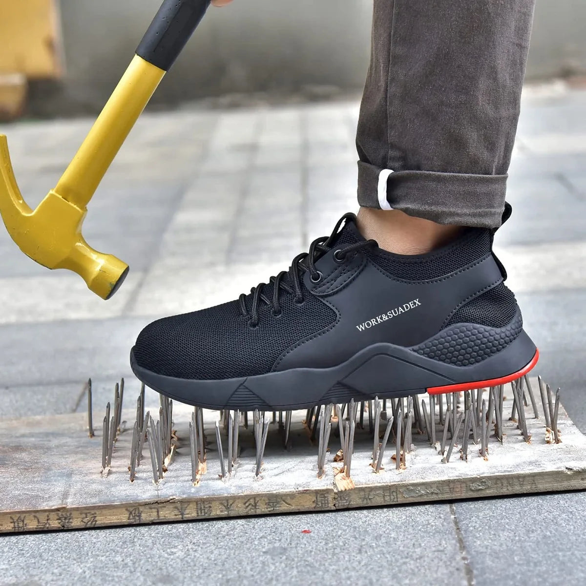 SUADEX Men Work Safety Shoes Steel Toe Cap Anti-Smashing Puncture Proof Construction Work Boots Non Slip Breathable Work Shoes - Joanie B 25