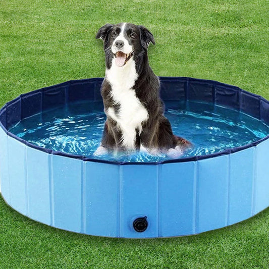 Portable Large Dog Swimming Pool with Cover Foldable Plastic Bath Tub Scratch-Resistant Pet Pool for Dogs and Pets - Joanie B 25