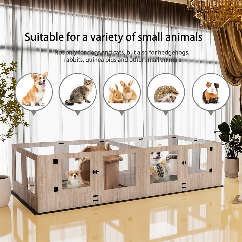 XXL Dog Whelping Box Playpen Two Rooms Tempered Glass