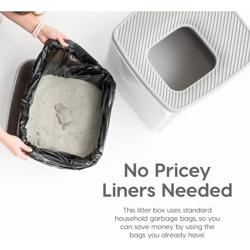 USA Premium Top Entry Cat Litter Box with Scoop Square Enclosure for Cats and Kittens - Joanie B 25