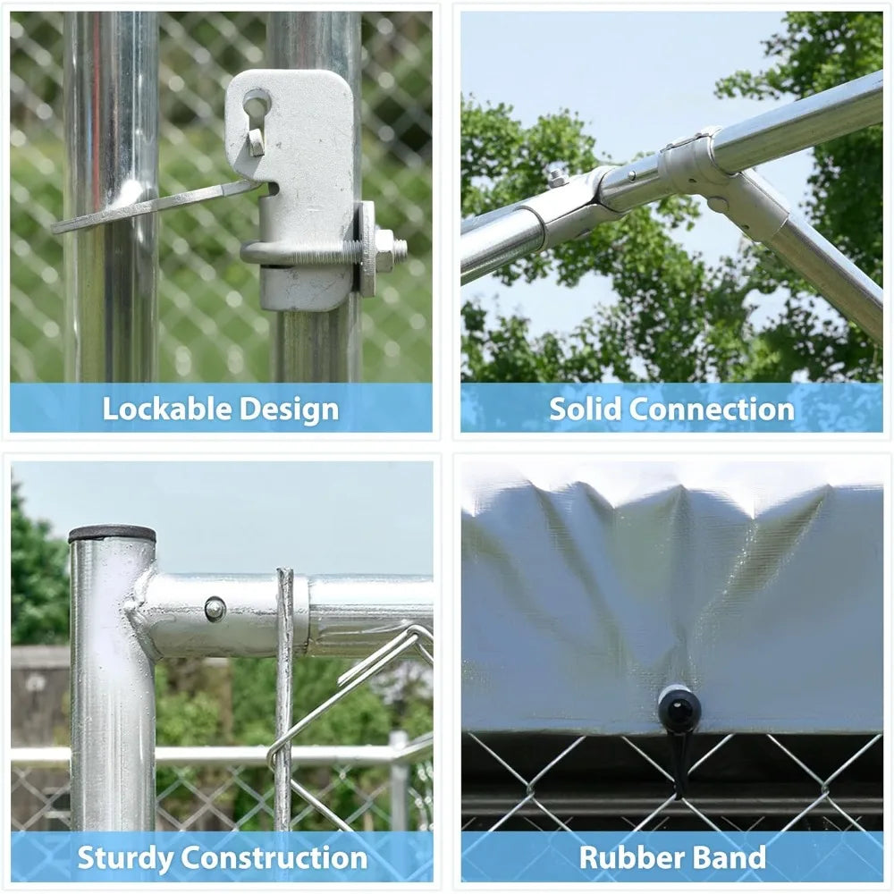 Extra Large Outdoor Dog Kennel Anti-Rust Kennel with Roof - Joanie B 25