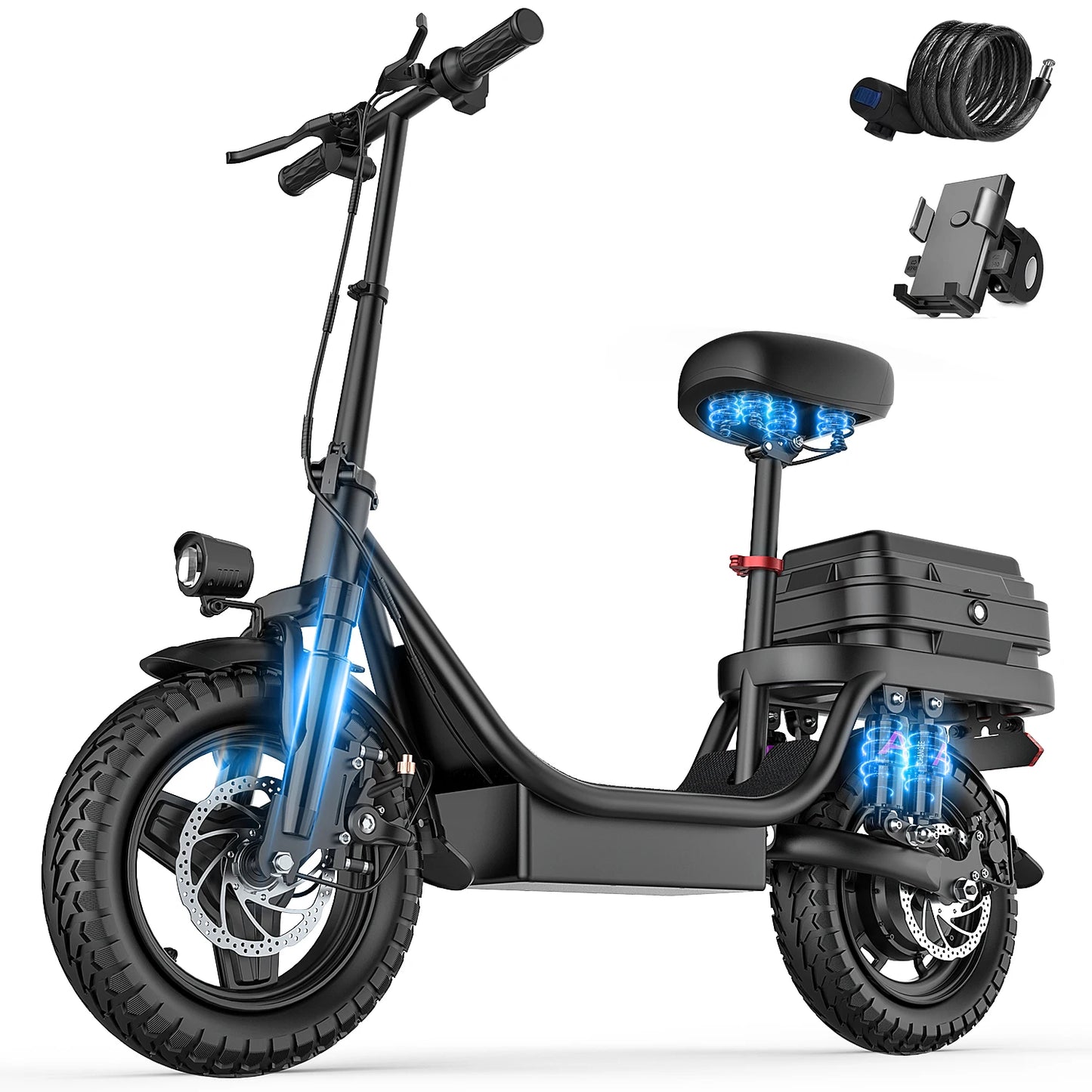 Electric Scooter for Adults, 500W Peak Motor, 48V 17.5Ah Battery,300lbs Max Load,Foldable Commuting Scooter with Adjustable Seat