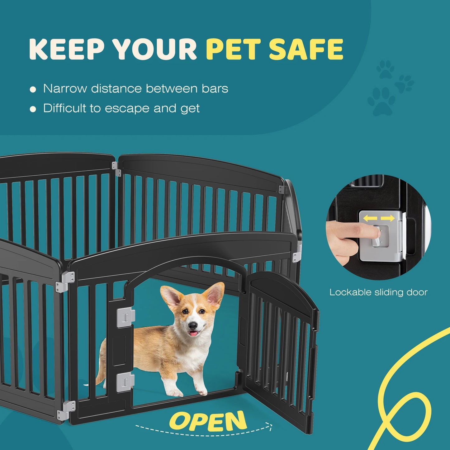 JHK Plastic Dog Playpen 6 Panel 24In Expandable Fence