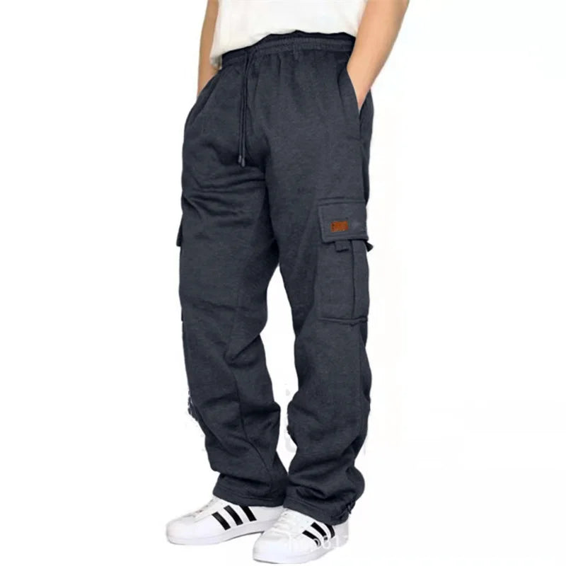 Men’s Loose Cargo Pants Casual Drawstring Elastic Waist Wide Leg Athletic Sweatpants Outdoor Trousers - Joanie B 25