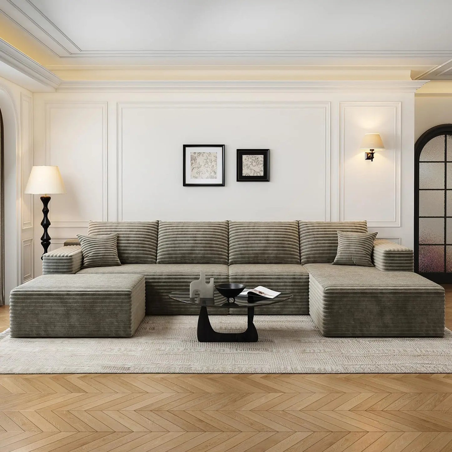 135.4 Inch Cloud Modular Sectional Sofa With L Shape Chaise For Living Room