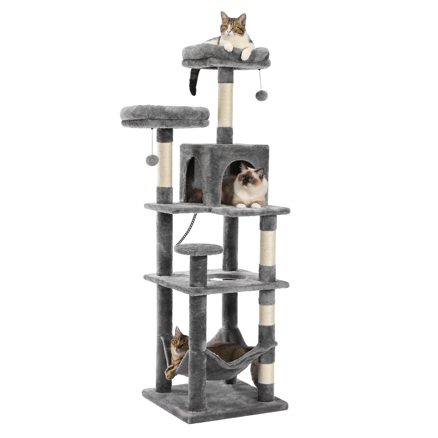 Multi Level Cat Tree with Scratching Posts Cozy Hammock Plush Cat Tower for Indoor Cat Condo Bed and Accessories - Joanie B 25