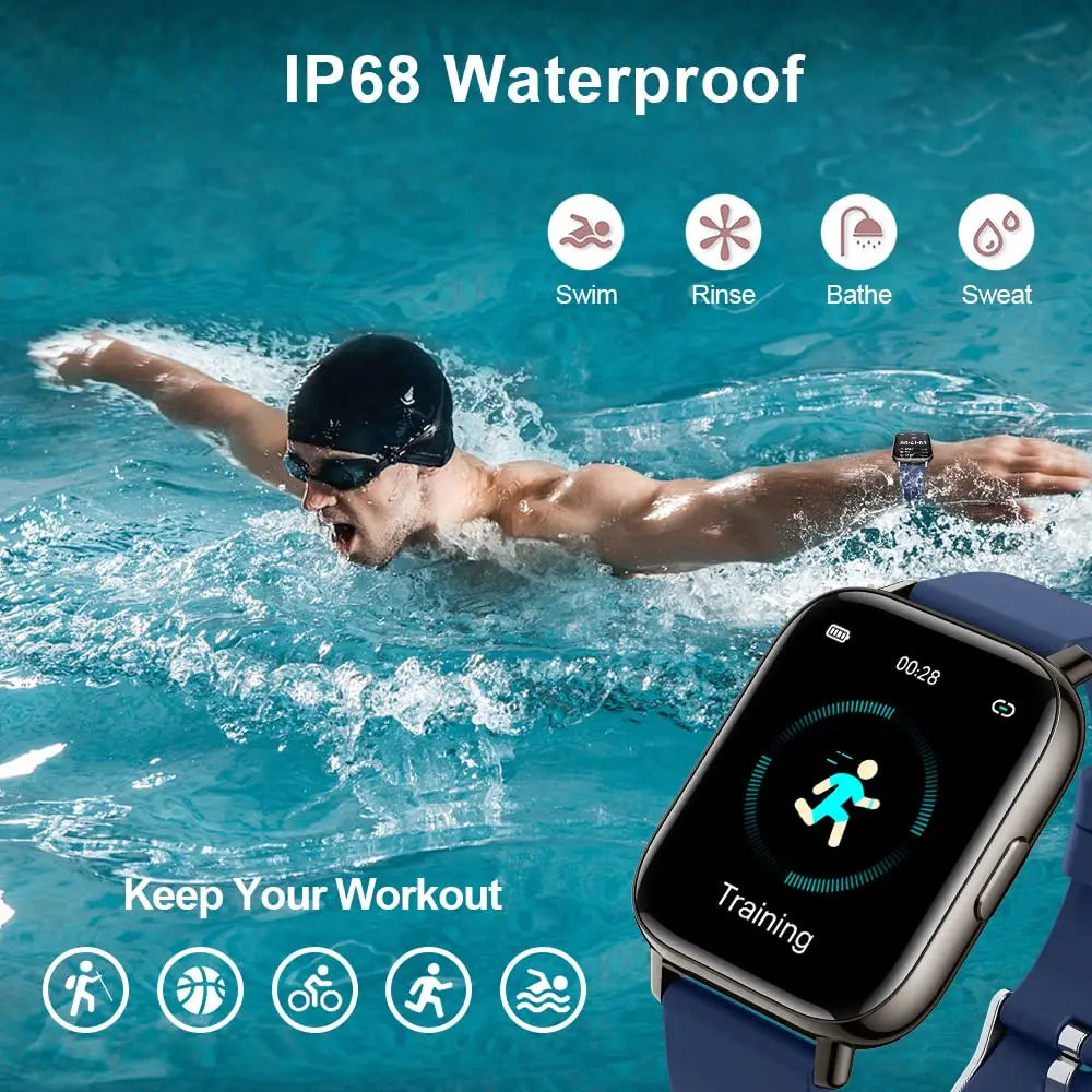 Jxrev Smart Watch Fitness Tracker for Men and Women 1.69 Inch Touch Screen Ultra Thin Smartwatch - Joanie B 25