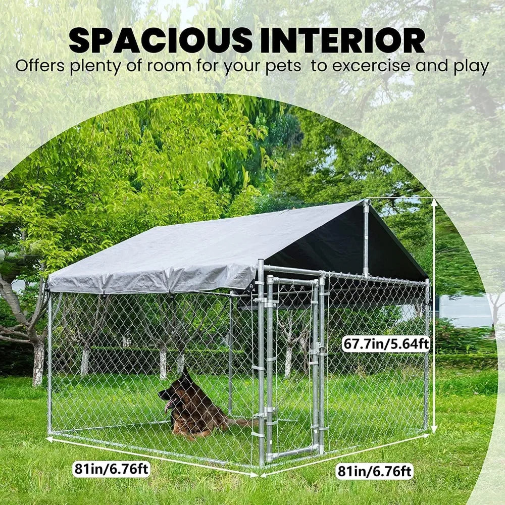 Extra Large Outdoor Dog Kennel Anti-Rust Kennel with Roof - Joanie B 25