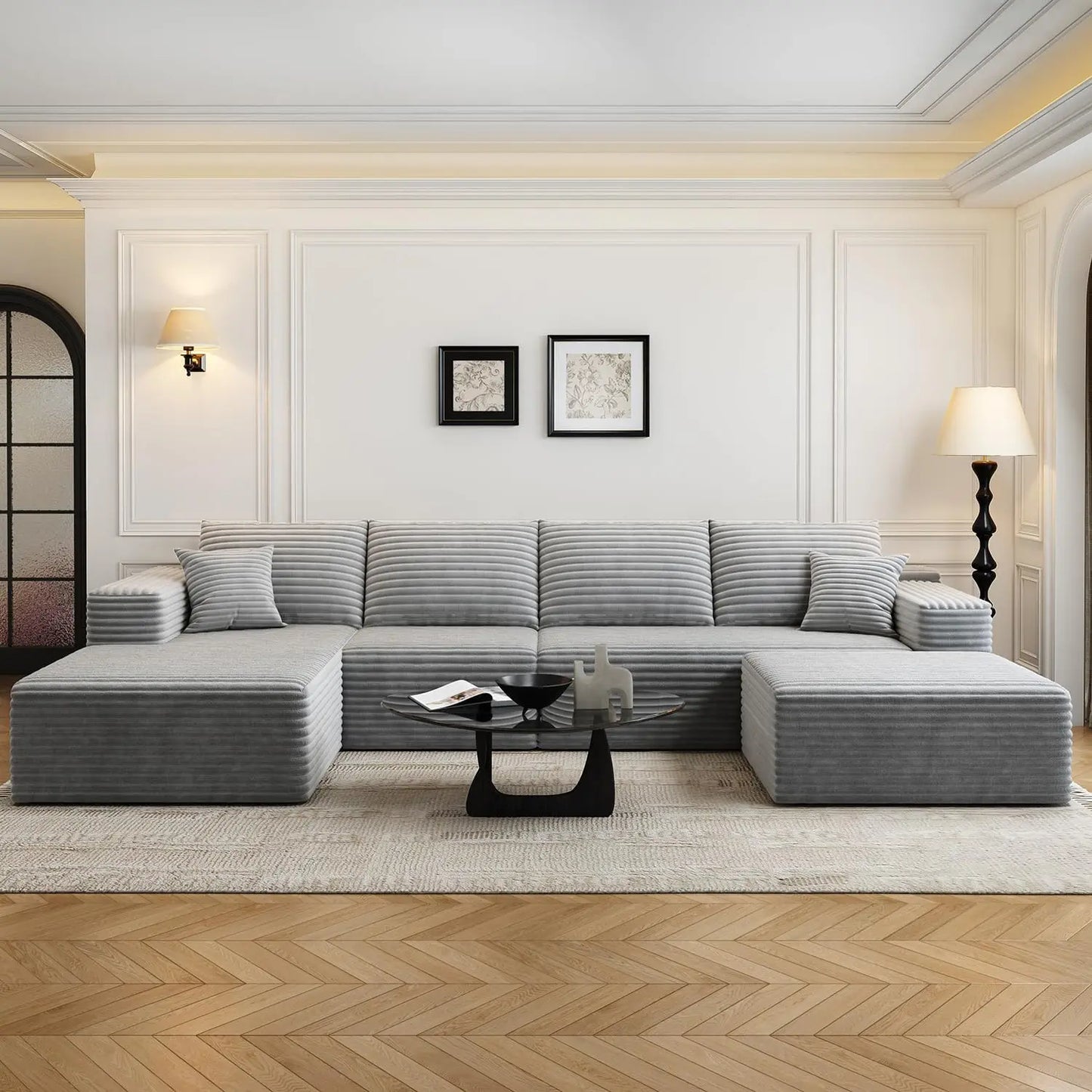 135.4 Inch Cloud Modular Sectional Sofa With L Shape Chaise For Living Room