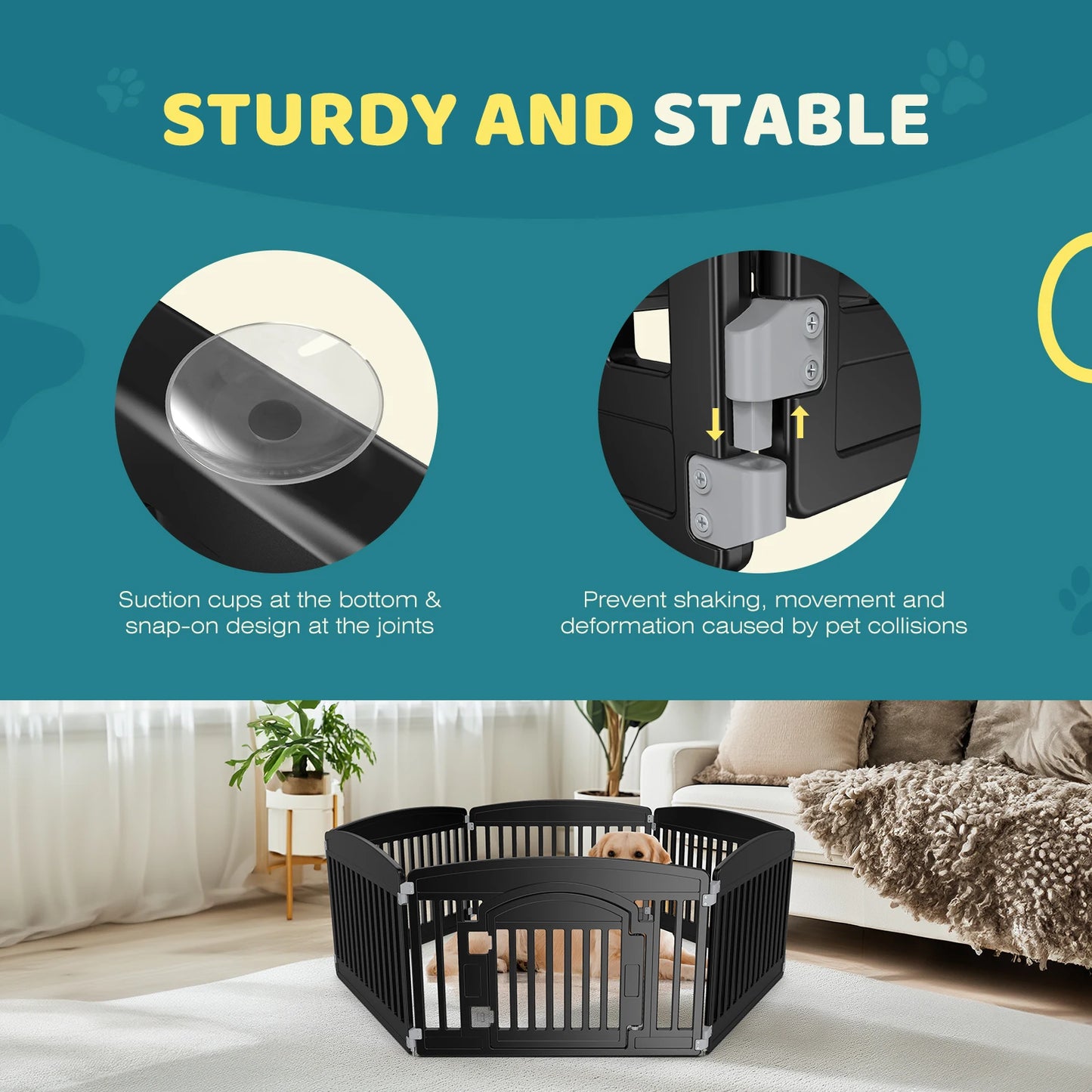JHK Plastic Dog Playpen 6 Panel 24In Expandable Fence